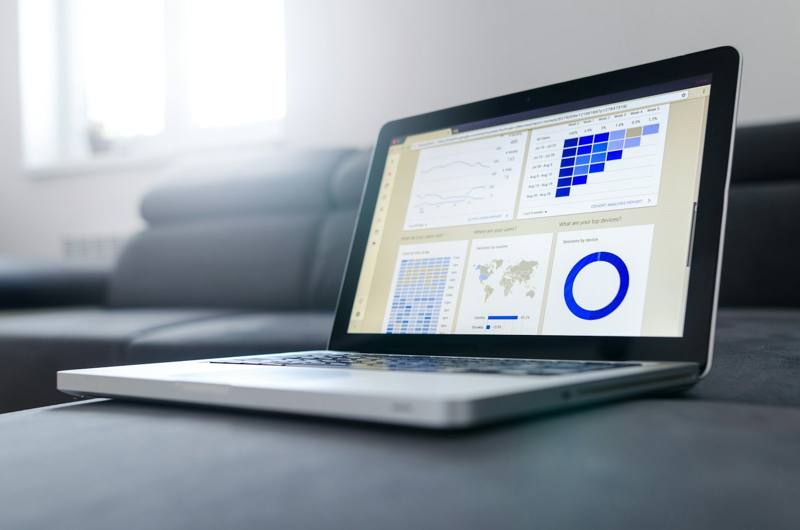 Laptop showing data analysis